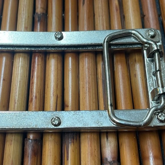 GORGEOUS HUGE VINTAGE 5" WIDE BAR BELT BUCKLE COVERED CLEAR CRYSTAL RHINESTONES - Picture 5 of 7